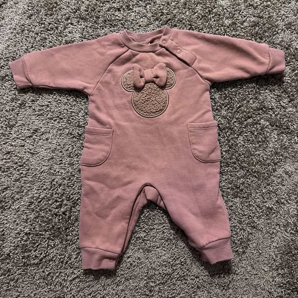 Disney Pink/Brown One Piece with Mouse and Bow Detail